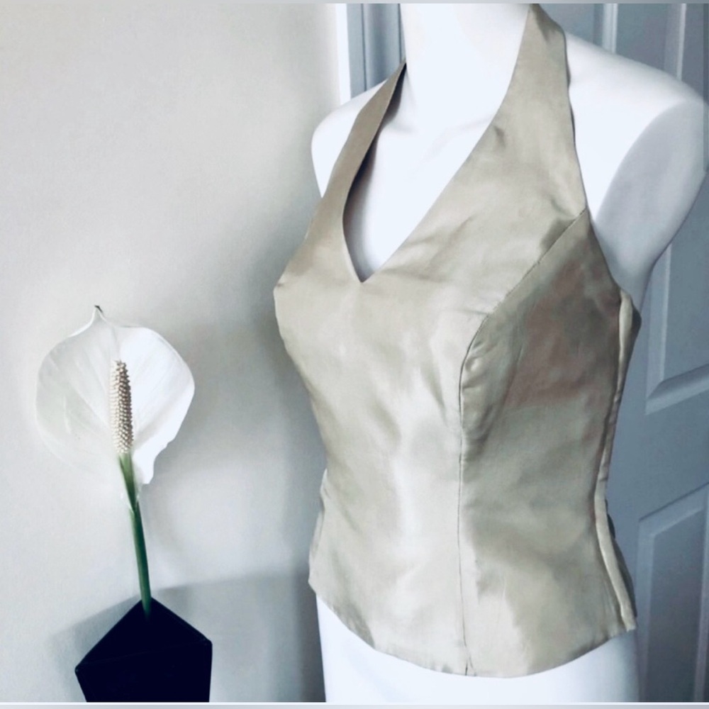 WATTERS Silky Evening Halter Top, Color: Champagne, Size: Medium, EUC (CLOS)